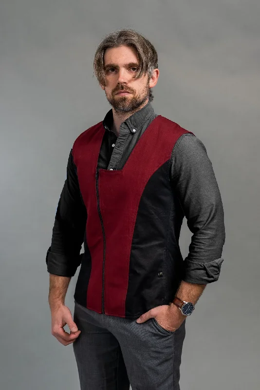 men's zippered waistcoats -Starfleet 2293 Vest - Monster Maroon [Mens]