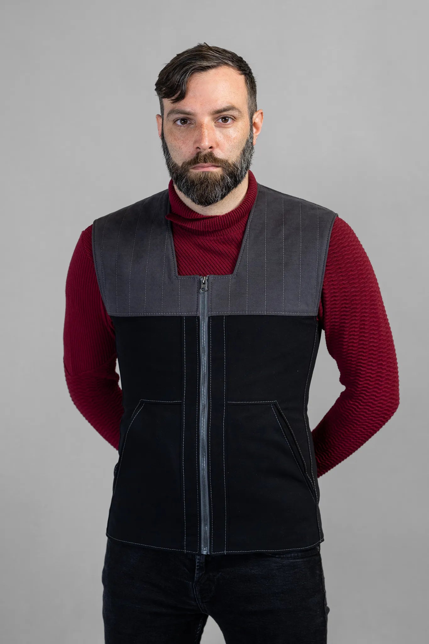 men's casual puffer vests -Starfleet 2373 Vest - Wartime Gray [Mens]