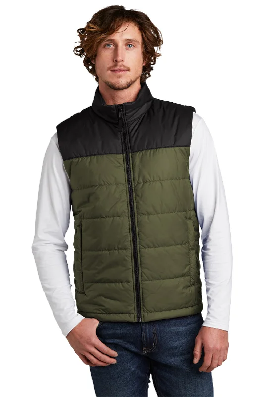 men's quilted waistcoats -The North Face Mens Water Resistant Everyday Insulated Full Zip Vest - Burnt Olive Green