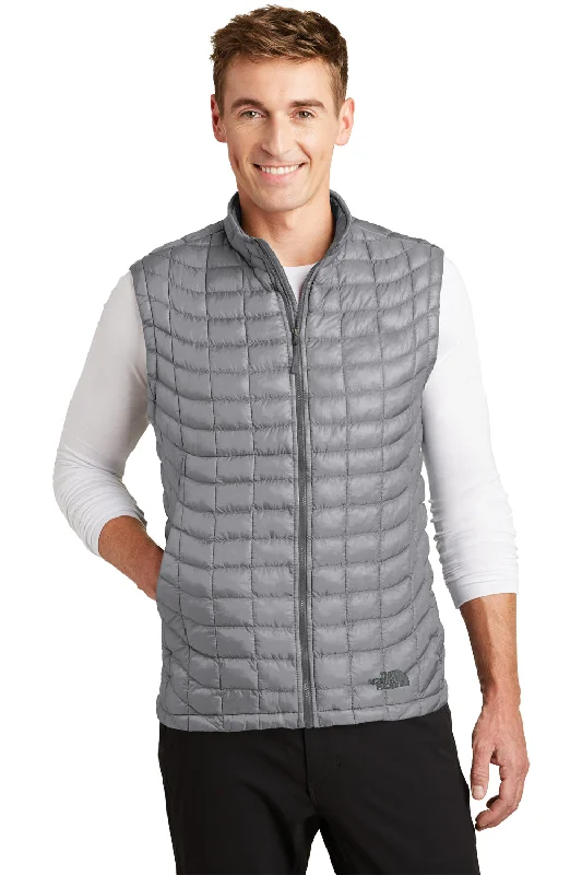 men's trendy waistcoats -The North Face Mens ThermoBall Trekker Water Resistant Full Zip Vest - Mid Grey