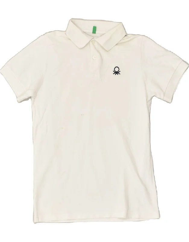 men's breathable performance polo shirts -BENETTON Boys Polo Shirt 11-12 Years 2XL White Cotton