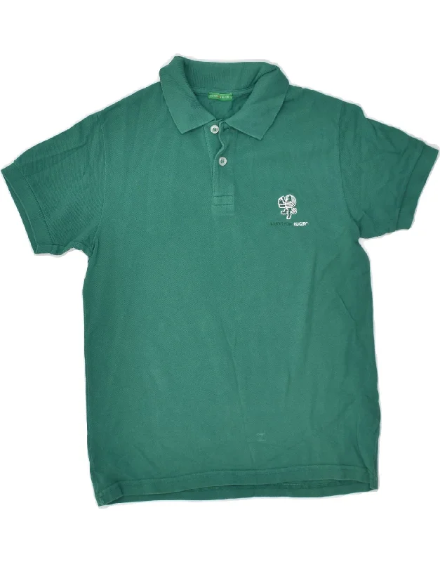 soft-touch polo shirts for men -BENETTON Boys Polo Shirt 8-9 Years Medium Green Cotton