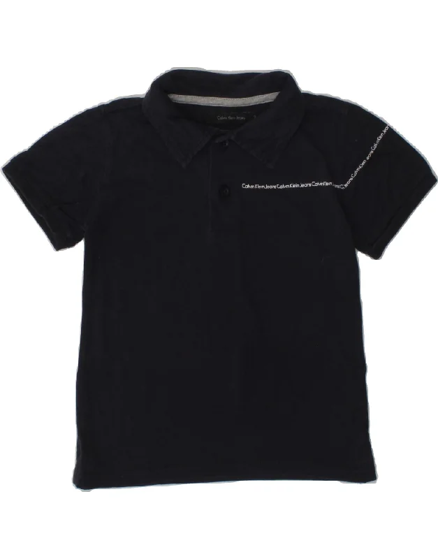 men's premium cotton polo shirts -CALVIN KLEIN Baby Boys Graphic Polo Shirt 18-24 Months Navy Blue Cotton