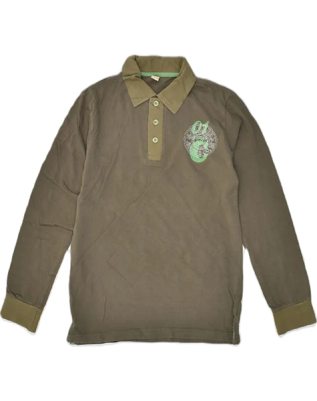 men's casual pique polo shirts -CARRERA Boys Long Sleeve Polo Shirt 9-10 Years Khaki Cotton