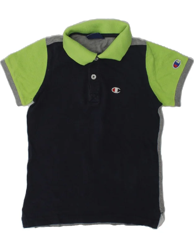 men's lightweight performance polo shirts -CHAMPION Boys Authentic Polo Shirt 5-6 Years XS Black Colourblock