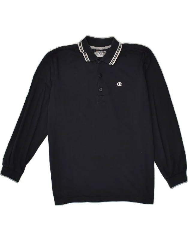 lightweight polo shirts for sports -CHAMPION Boys Long Sleeve Polo Shirt 11-12 Years Large Navy Blue Cotton