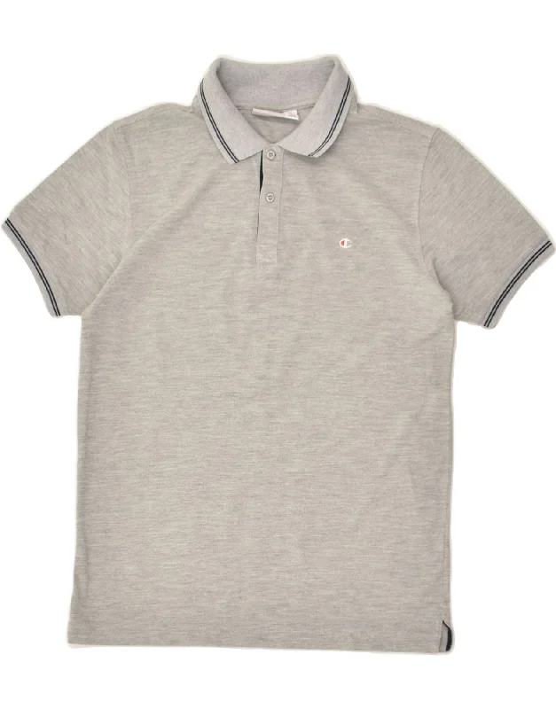 men's casual wear polo shirts -CHAMPION Boys Polo Shirt 11-12 Years Large Grey