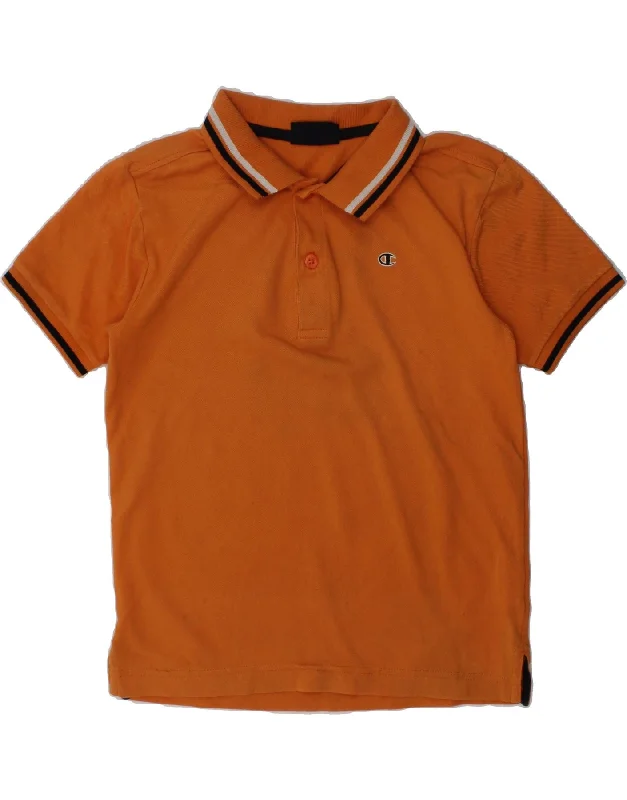 men's durable cotton polo shirts -CHAMPION Boys Polo Shirt 5-6 Years XS Brown Cotton