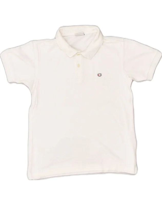 men's casual wear polo shirts -CHAMPION Boys Polo Shirt 7-8 Years White Cotton