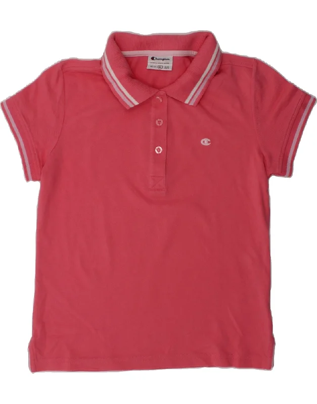 men's classic polo shirts -CHAMPION Girls Polo Shirt 11-12 Years Large Pink Cotton