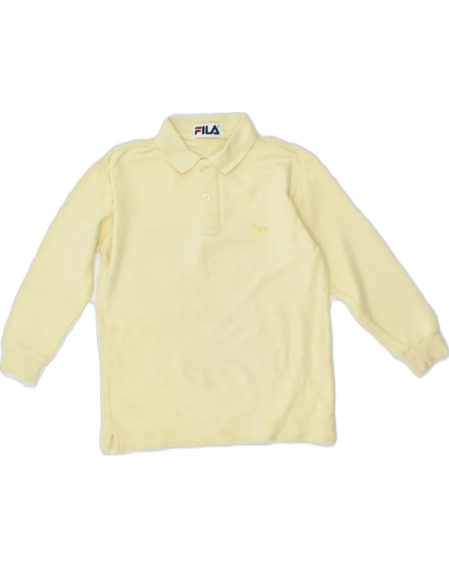 men's casual fit polo shirts -FILA Boys Long Sleeve Polo Shirt 5-6 Years Yellow Cotton