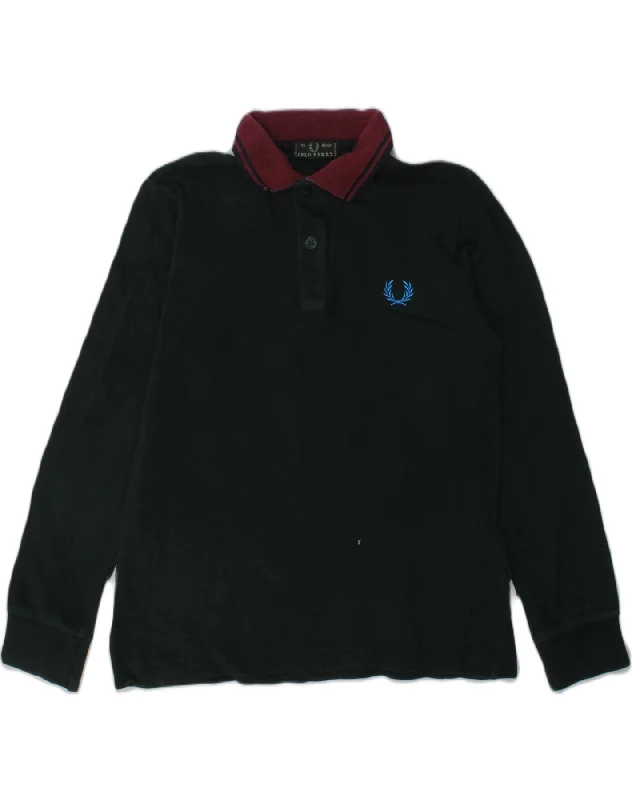 men's polo shirts for sports -FRED PERRY Boys Long Sleeve Polo Shirt 7-8 Years Green Cotton