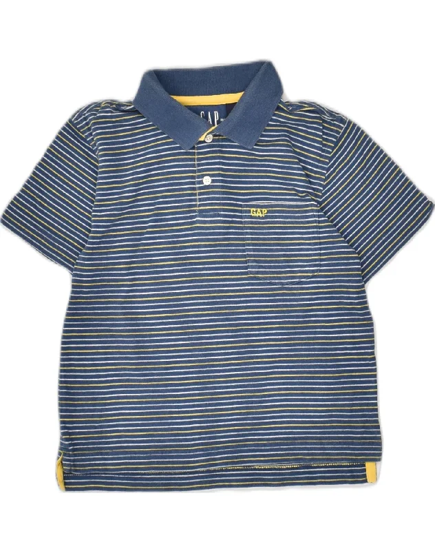 men's breathable polo shirts -GAP Boys Polo Shirt 3-4 Years XS Blue Striped Cotton