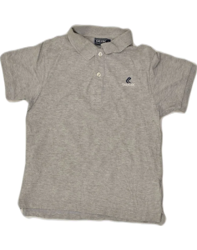 men's high-performance polo shirts -GEOX Boys Polo Shirt 9-10 Years Grey Cotton