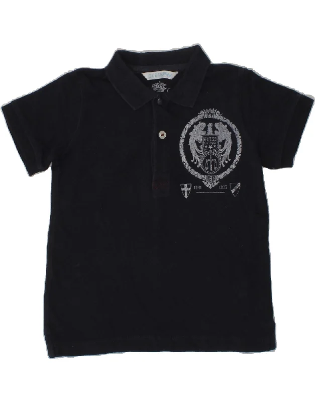 stylish striped polo shirts for men -GUESS Boys Graphic Polo Shirt 2-3 Years Navy Blue Cotton