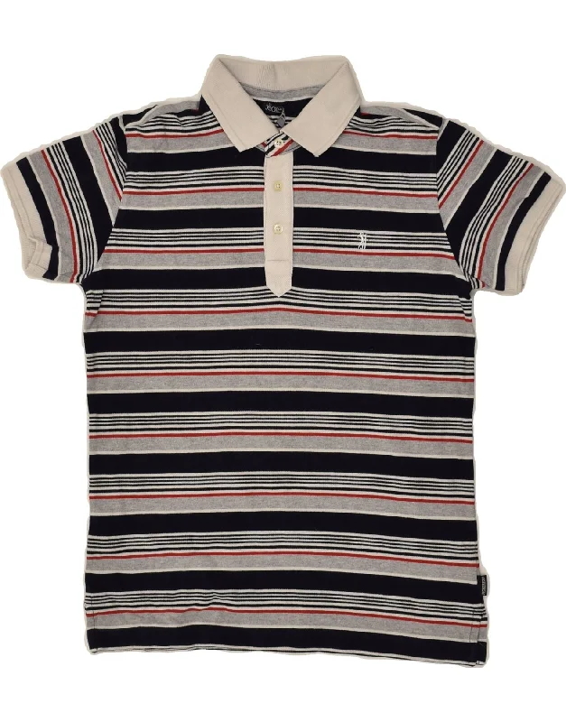 men's stylish cotton polo shirts -JECKERSON Boys Polo Shirt 10-11 Years Grey Striped Cotton