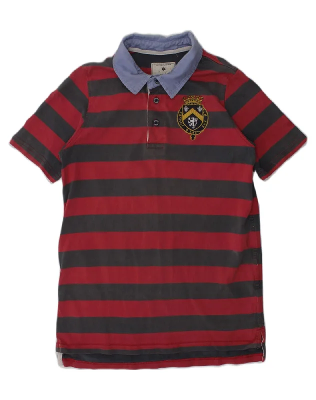 polo shirts with contrasting collars -JOULES Boys Polo Shirt 11-12 Years Red Striped Cotton