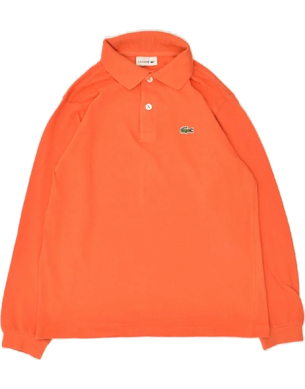 men's sports polo shirts for men -LACOSTE Boys Long Sleeve Polo Shirt 9-10 Years Orange Cotton