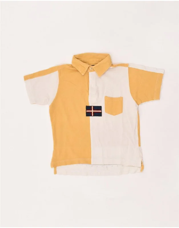 slim fit pique polo shirts for men -NAPAPIJRI Boys Graphic Polo Shirt 5-6 Years Yellow Colourblock Cotton