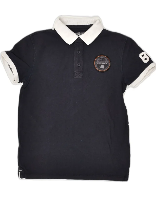 men's casual polo shirts for work -NAPAPIJRI Boys Polo Shirt 9-10 Years Navy Blue Cotton