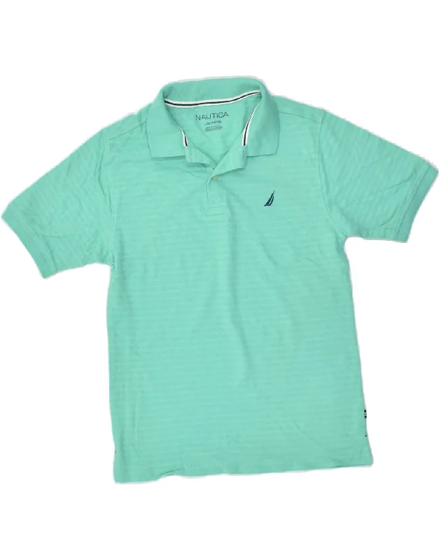 men's high-performance polo shirts -NAUTICA Boys Polo Shirt 14-15 Years Large  Turquoise Striped Cotton