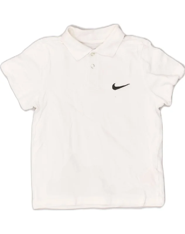 men's premium cotton polo shirts -NIKE Boys Polo Shirt 8-9 Years Small White Cotton