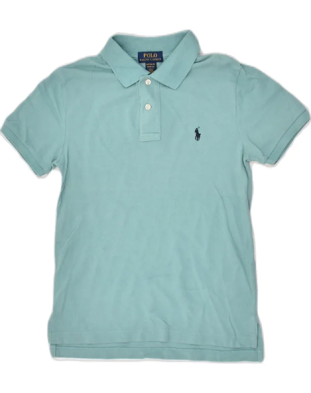 men's designer polo shirts -POLO RALPH LAUREN Boys Custom Fit Polo Shirt 10-11 Years Medium Turquoise