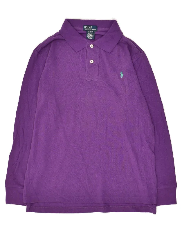 vibrant long sleeve polo shirts -POLO RALPH LAUREN Boys Long Sleeve Polo Shirt 8-9 Years Small  Purple