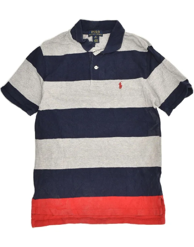 men's regular-fit polo shirts -POLO RALPH LAUREN Boys Polo Shirt 10-11 Years Medium Navy Blue Colourblock