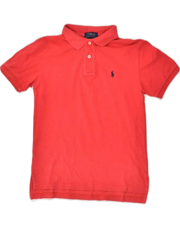 men's short-sleeve polo shirts -POLO RALPH LAUREN Boys Polo Shirt 10-11 Years Medium  Red Cotton