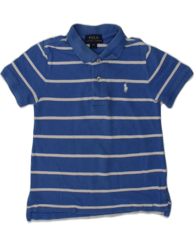 men's striped cotton polo shirts -POLO RALPH LAUREN Boys Polo Shirt 2-3 Years Blue Striped Cotton