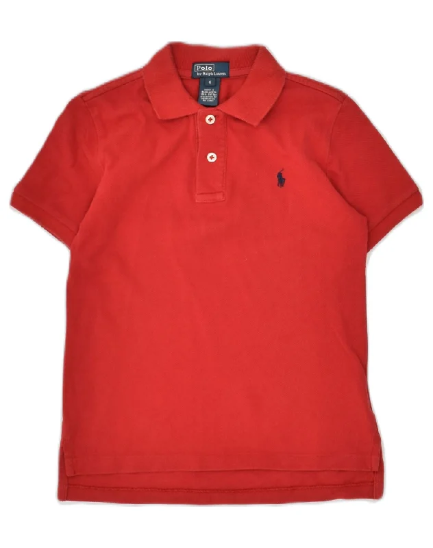 trendy polo shirts for men -POLO RALPH LAUREN Boys Polo Shirt 5-6 Years Red Cotton