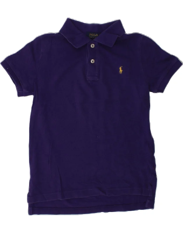 men's polo shirts for summer -POLO RALPH LAUREN Boys Polo Shirt 6-7 Years Purple Cotton