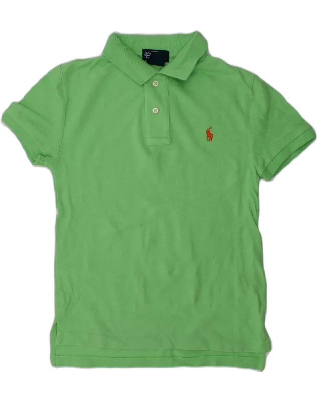 luxury embroidered polo shirts -POLO RALPH LAUREN Boys Polo Shirt 7-8 Years Small Green Cotton