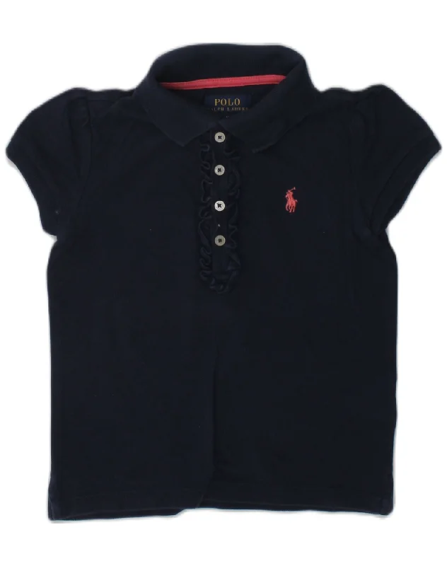 versatile polo shirts for men -POLO RALPH LAUREN Girls Polo Shirt 5-6 Years Navy Blue Cotton