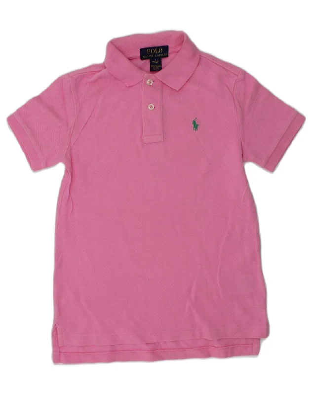 men's athletic polo shirts -POLO RALPH LAUREN Girls Polo Shirt 6-7 Years Pink Cotton