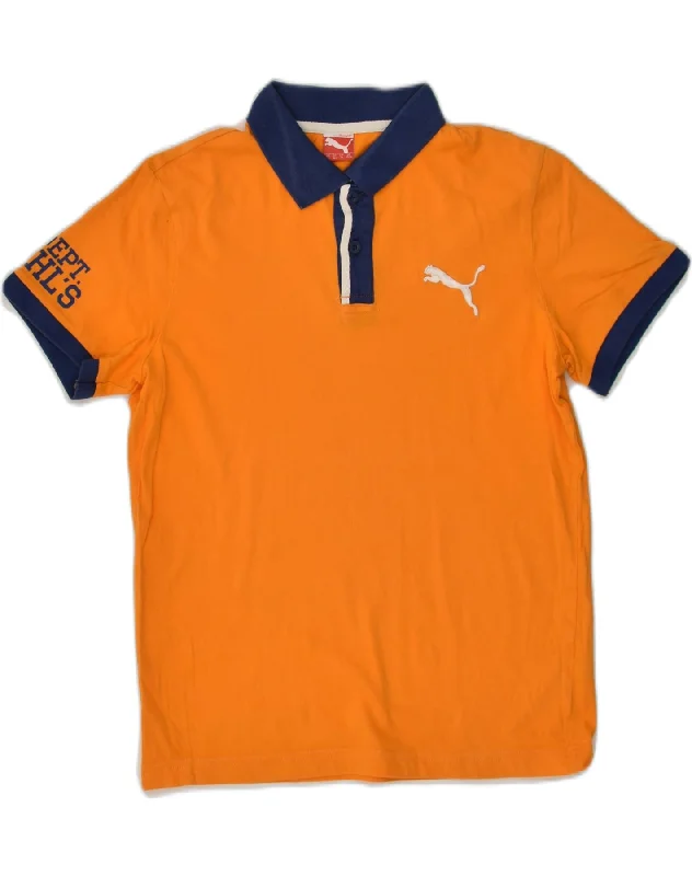 men's polo shirts with mesh back -PUMA Boys Polo Shirt 13-14 Years XL Orange