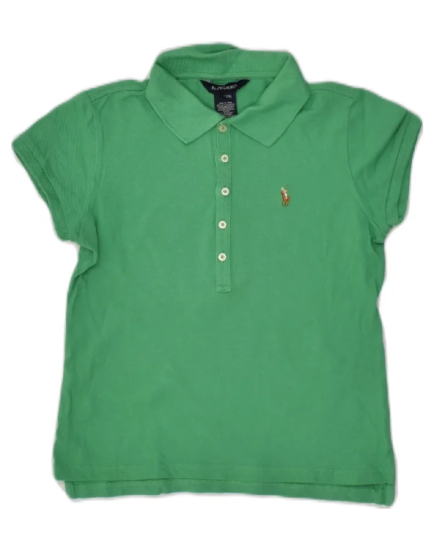 men's golf polo shirts -RALPH LAUREN Girls Polo Shirt 12-13 Years Large  Green Cotton