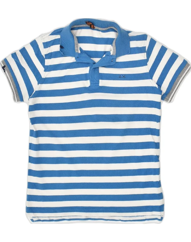 men's fashion polo shirts -SUN68 Boys Polo Shirt 7-8 Years Blue Striped Cotton