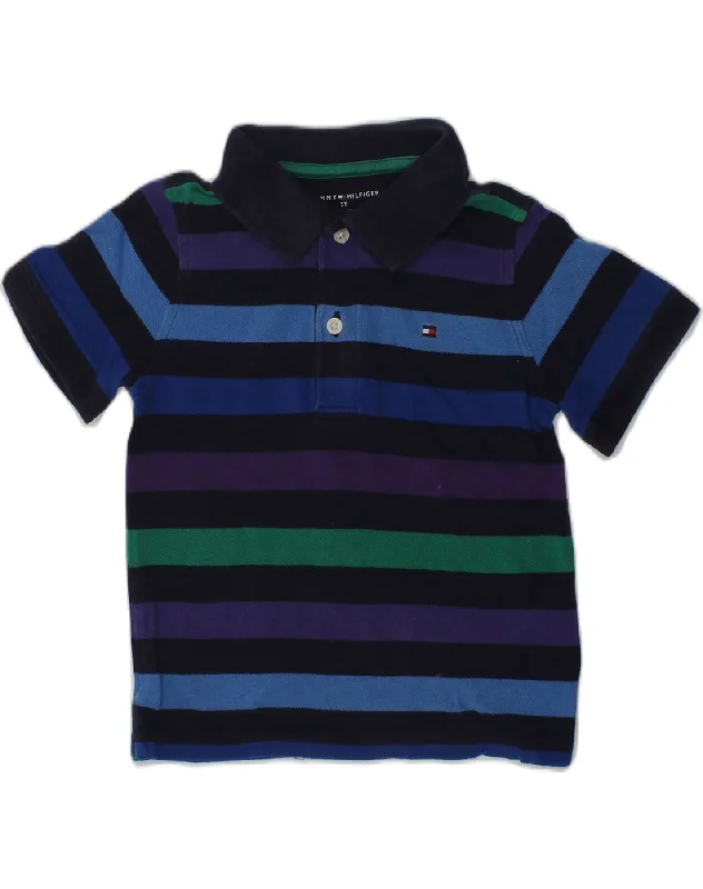 soft-touch polo shirts for men -TOMMY HILFIGER Boys Polo Shirt 2-3 Years Multicoloured Striped Cotton