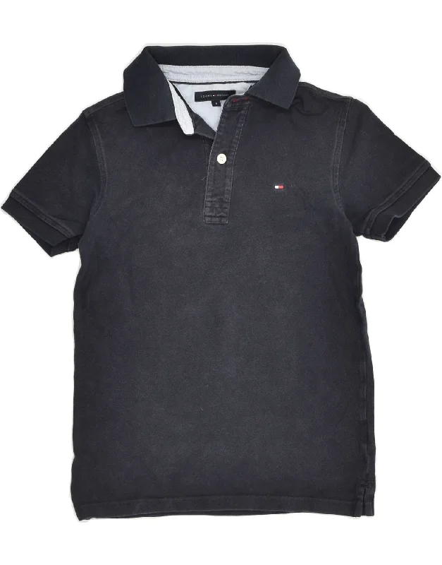 men's high-quality polo shirts -TOMMY HILFIGER Boys Polo Shirt 7-8 Years Black Cotton