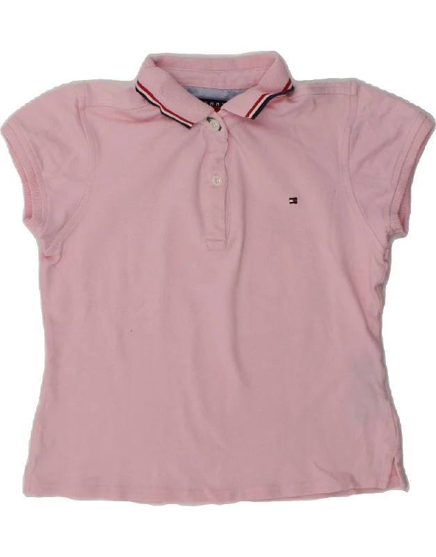 modern style polo shirts for men -TOMMY HILFIGER Girls Polo Shirt 9-10 Years Small  Pink Cotton