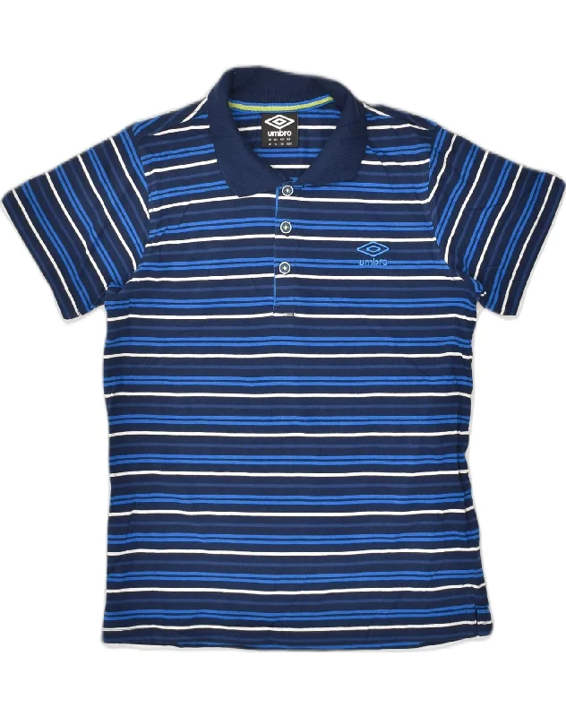 men's breathable short sleeve polo shirts -UMBRO Boys Polo Shirt 11-12 Years Blue Striped Cotton