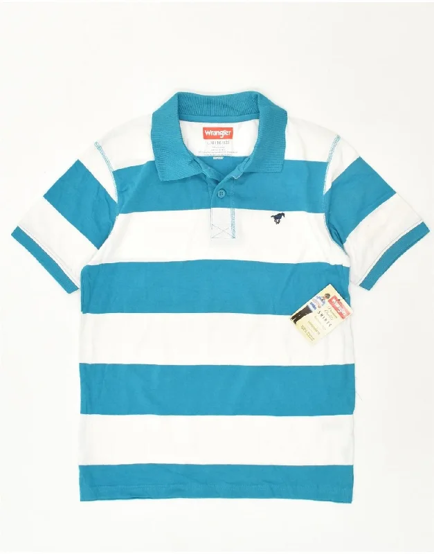 men's simple polo shirts -WRANGLER Boys Polo Shirt 10-11 Years Large  Blue Colourblock Cotton