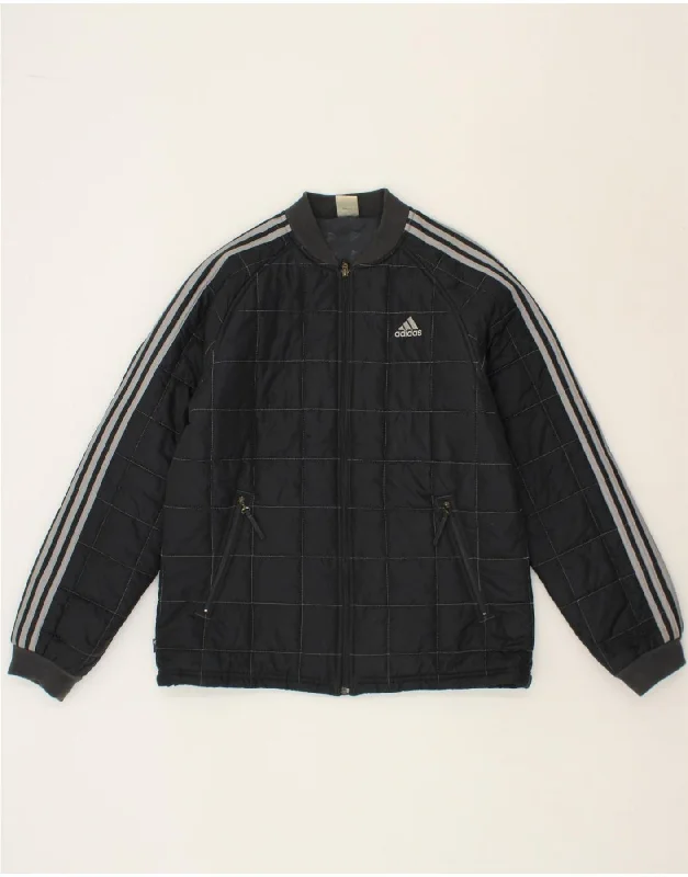 men's zip-up jackets -ADIDAS Mens Bomber Jacket UK 38 Medium Grey Polyester