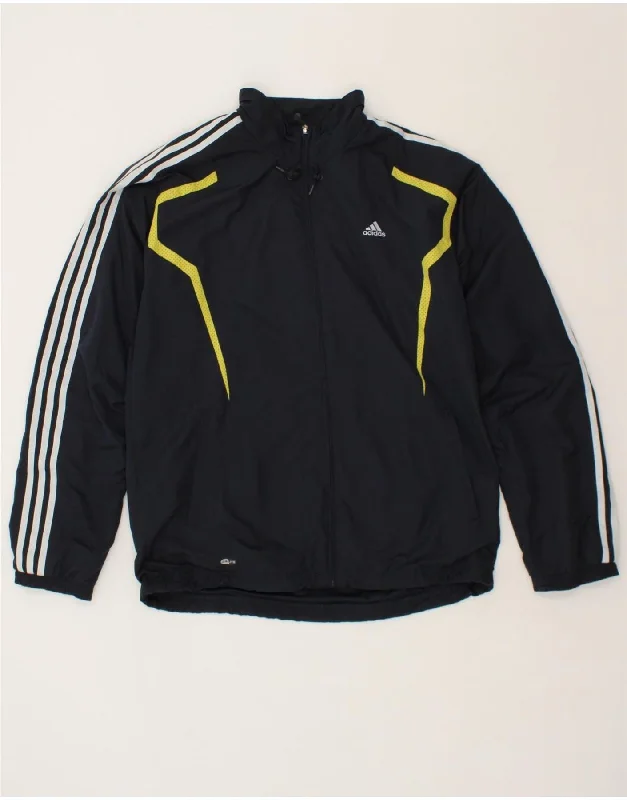 men's formal jackets -ADIDAS Mens Climalite Hooded Rain Jacket UK 40 Large Navy Blue Polyester