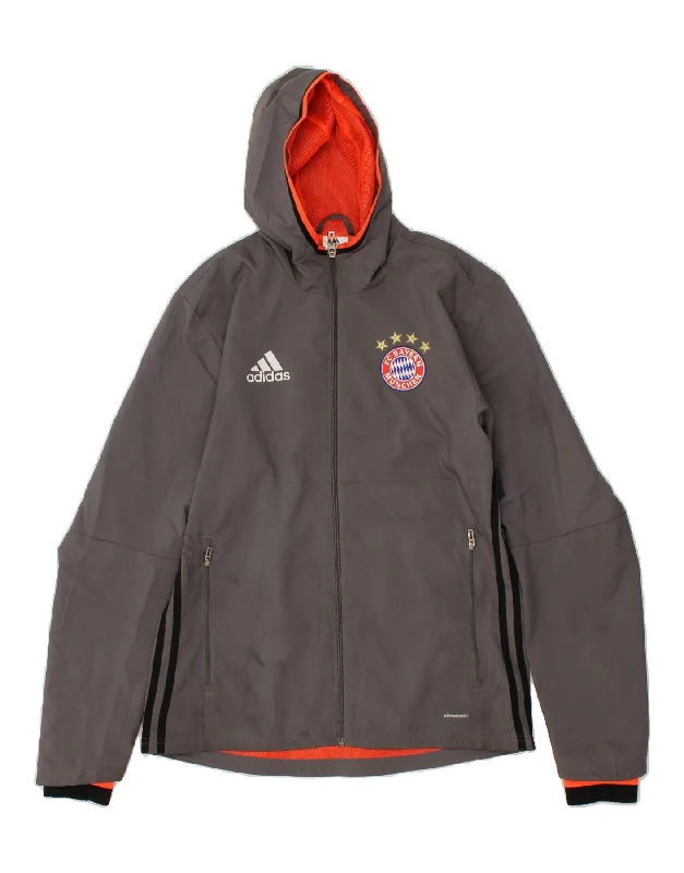 men's fleece jackets -ADIDAS Mens FC Bayern Munchen Graphic Hooded Rain Jacket UK 36 Small Grey