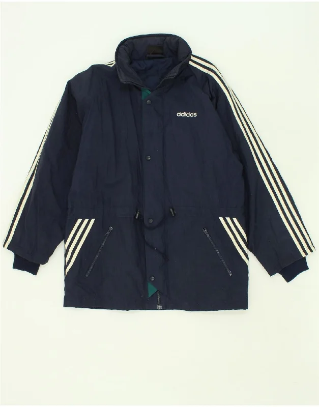 men's insulated jackets -ADIDAS Mens Hooded Rain Jacket UK 36/38 Small Navy Blue Nylon