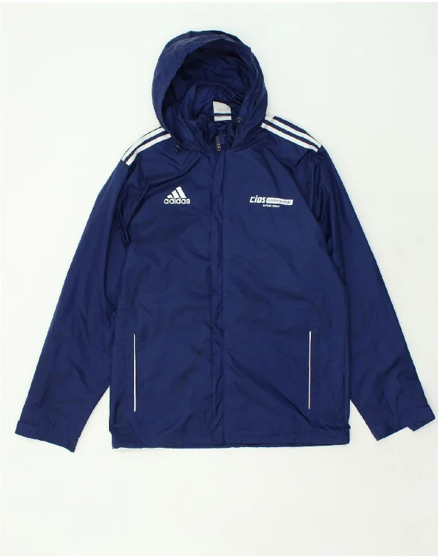 men's outdoor hooded jackets -ADIDAS Mens Hooded Rain Jacket UK 38/40 Medium  Navy Blue Nylon