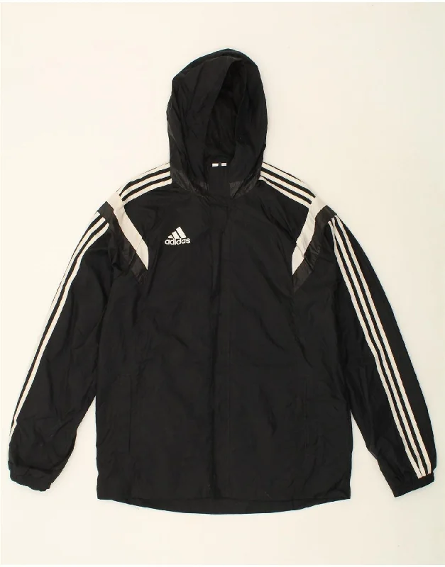 men's outdoor waterproof jackets -ADIDAS Mens Hooded Rain Jacket UK 38 Medium Black Polyester